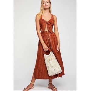 Free People Caldasi Rust Orange Midi Dress Size L